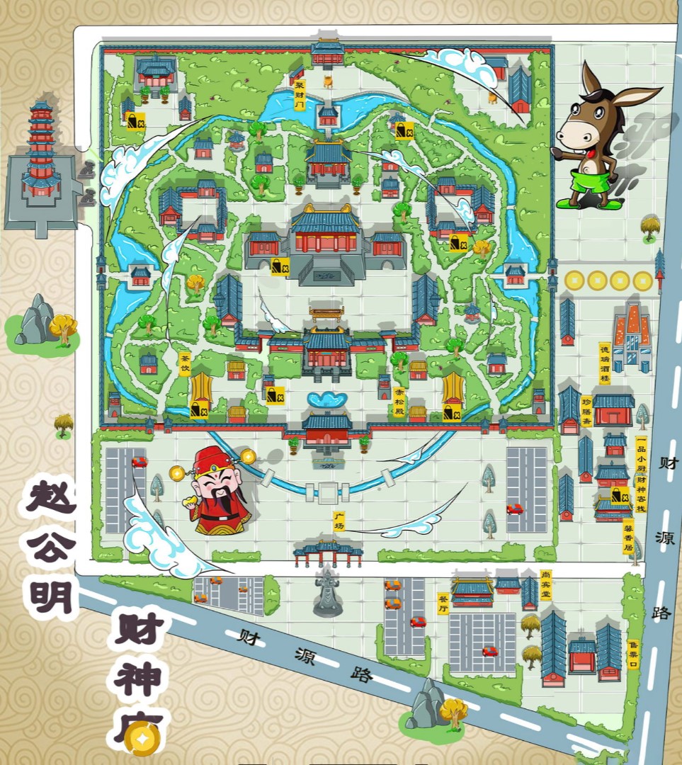 延川寺庙类手绘地图